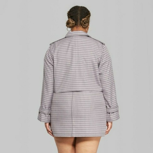 Cropped Purple Plaid Blazer | NWOT - Picture 2 of 5